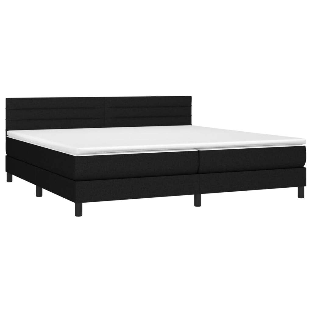 vidaXL Cama box spring c/ colchão e LED 200x200 cm tecido preto