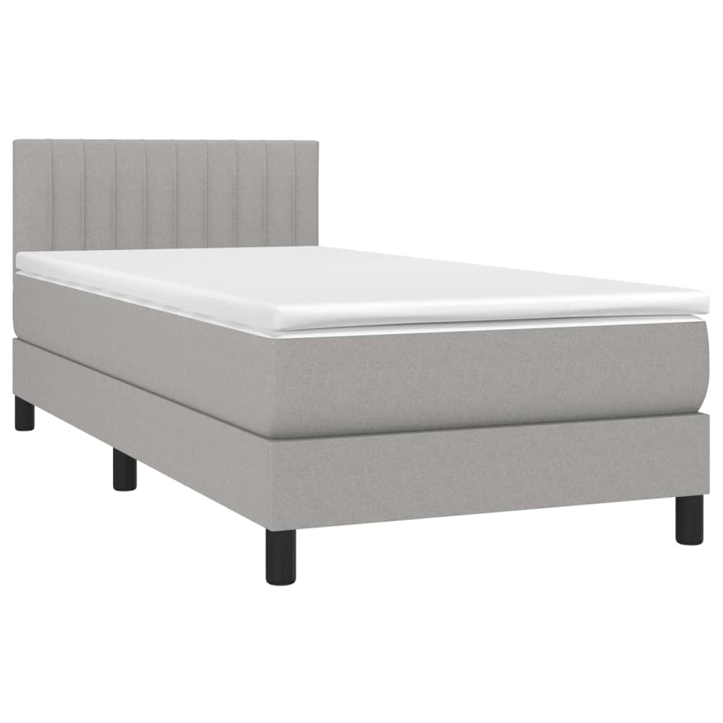 vidaXL Cama box spring c/ colchão e LED 90x190 cm tecido cinza-claro