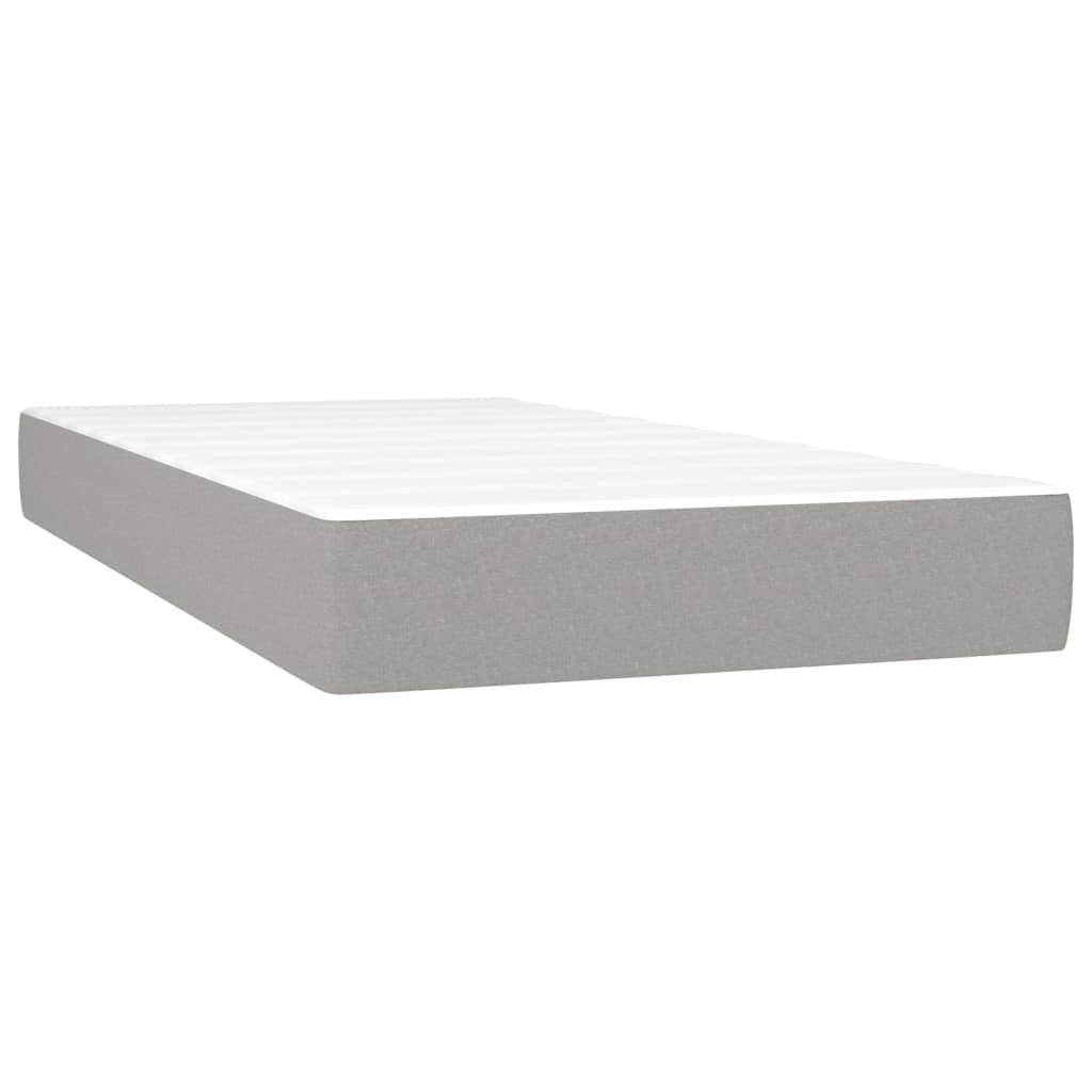 vidaXL Cama box spring c/ colchão e LED 90x190 cm tecido cinza-claro