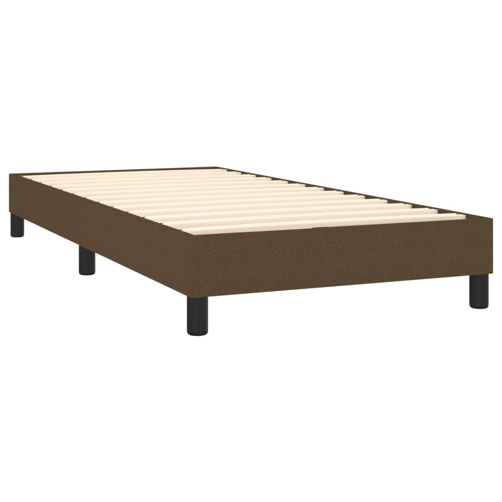 vidaXL Cama box spring c/ colchão/LED 90x190 cm tecido castanho-escuro