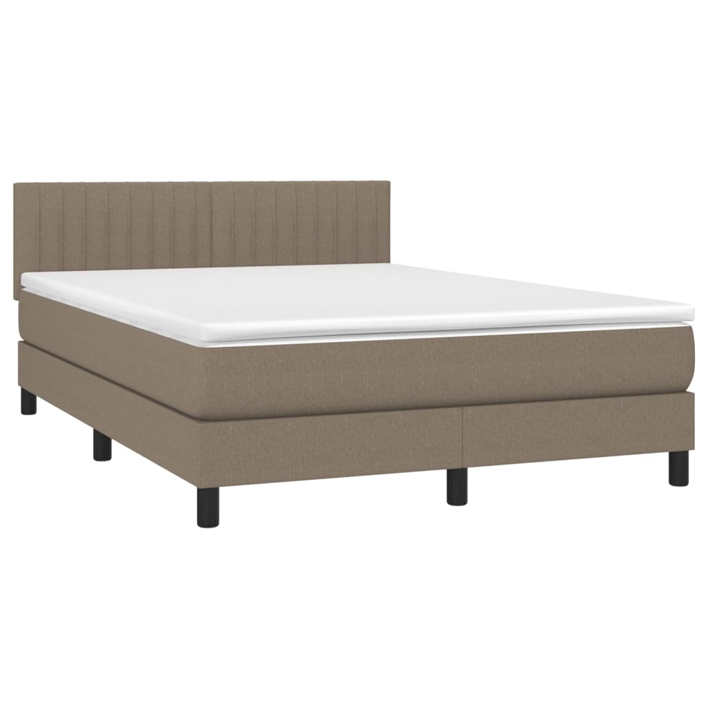 vidaXL Cama box spring colchão/LED 140x190cm tecido cinza-acastanhado