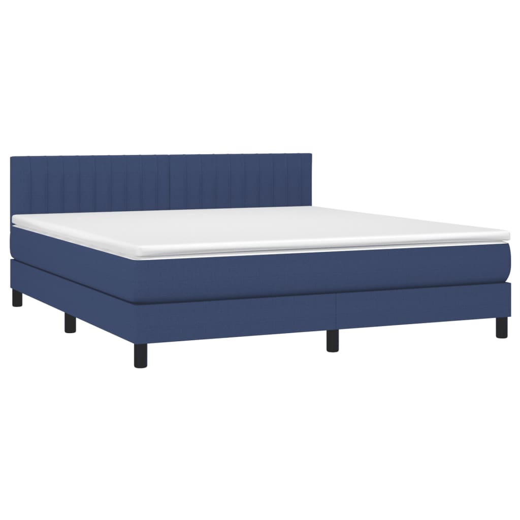 vidaXL Cama box spring c/ colchão e LED 180x200 cm tecido azul