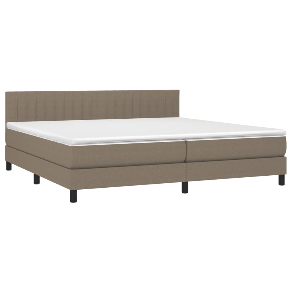 vidaXL Cama box spring colchão/LED 200x200cm tecido cinza-acastanhado