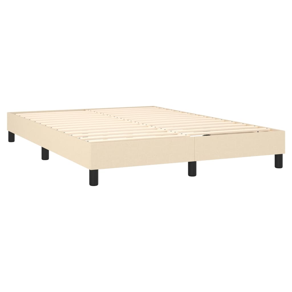 vidaXL Cama box spring c/ colchão e LED 140x190 cm tecido cor creme