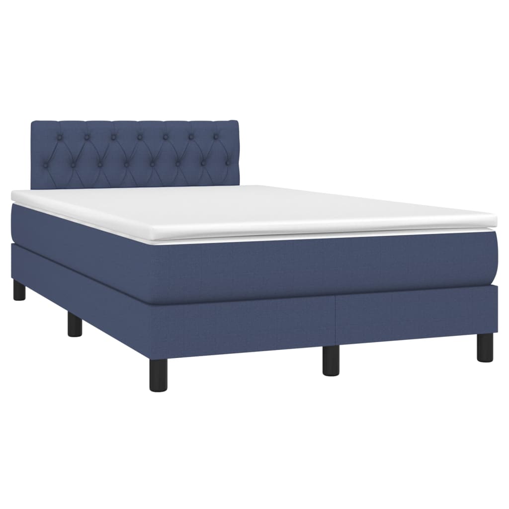 vidaXL Cama box spring c/ colchão e LED 120x200 cm tecido azul