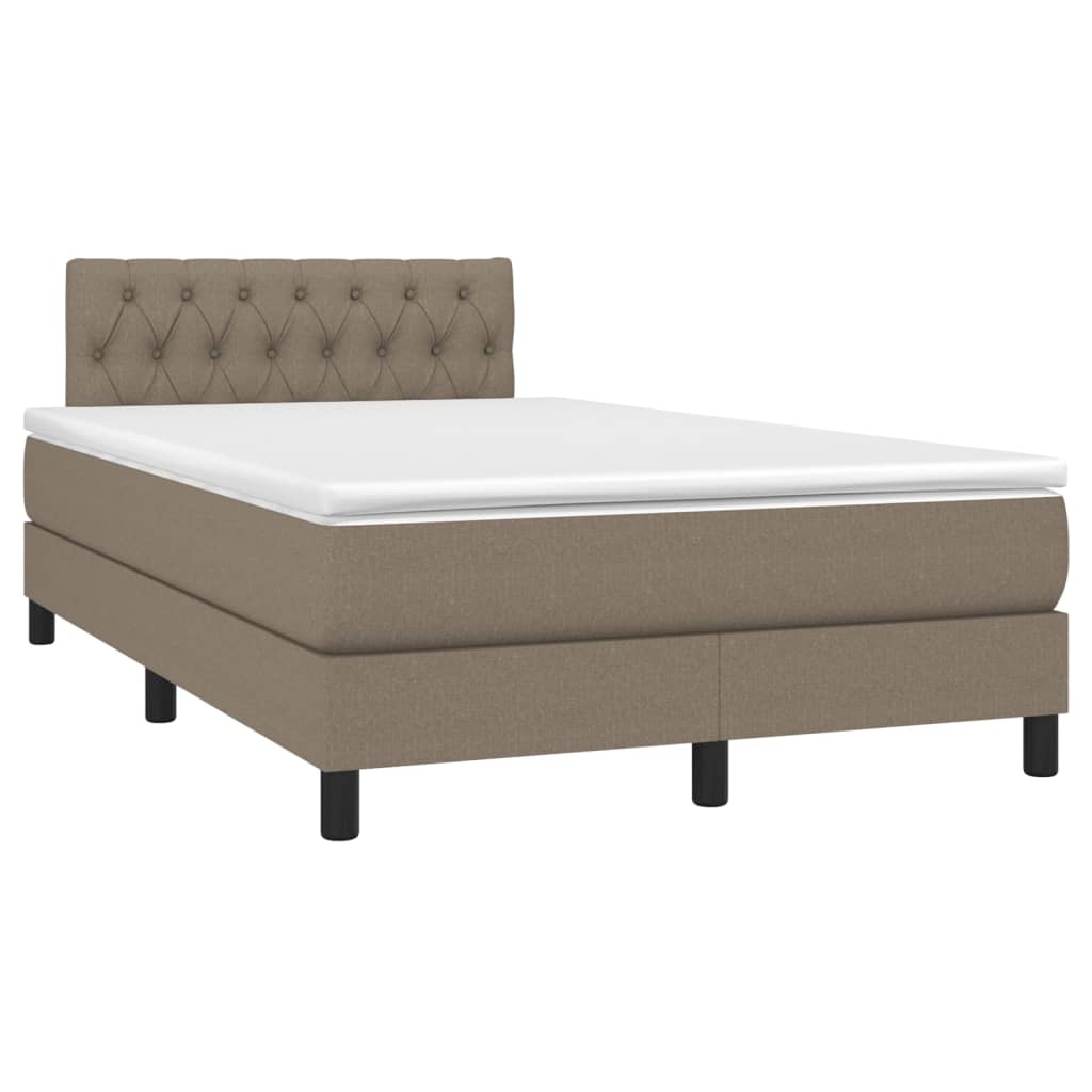 vidaXL Cama box spring colchão/LED 120x200cm tecido cinza-acastanhado