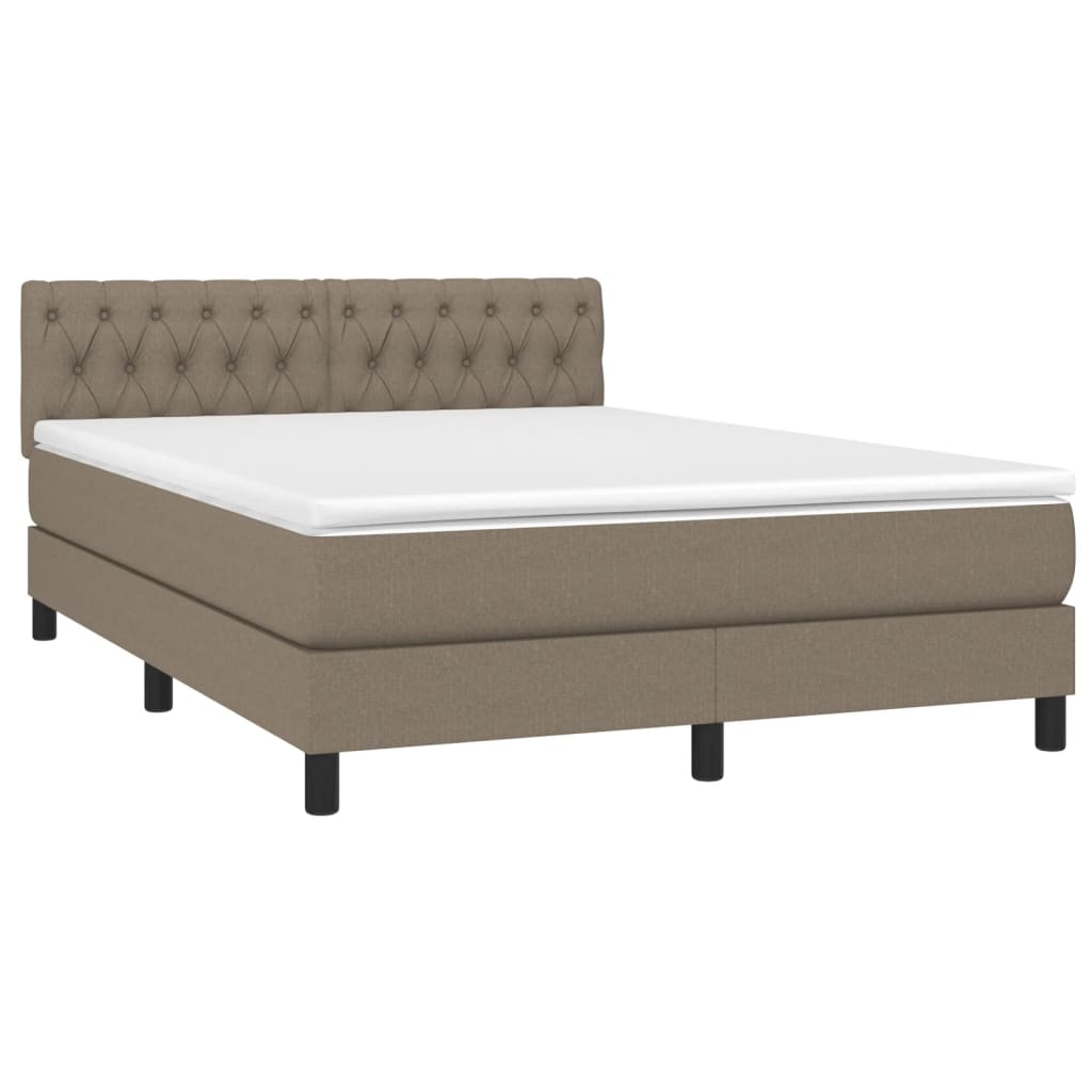 vidaXL Cama box spring colchão/LED 140x190cm tecido cinza-acastanhado