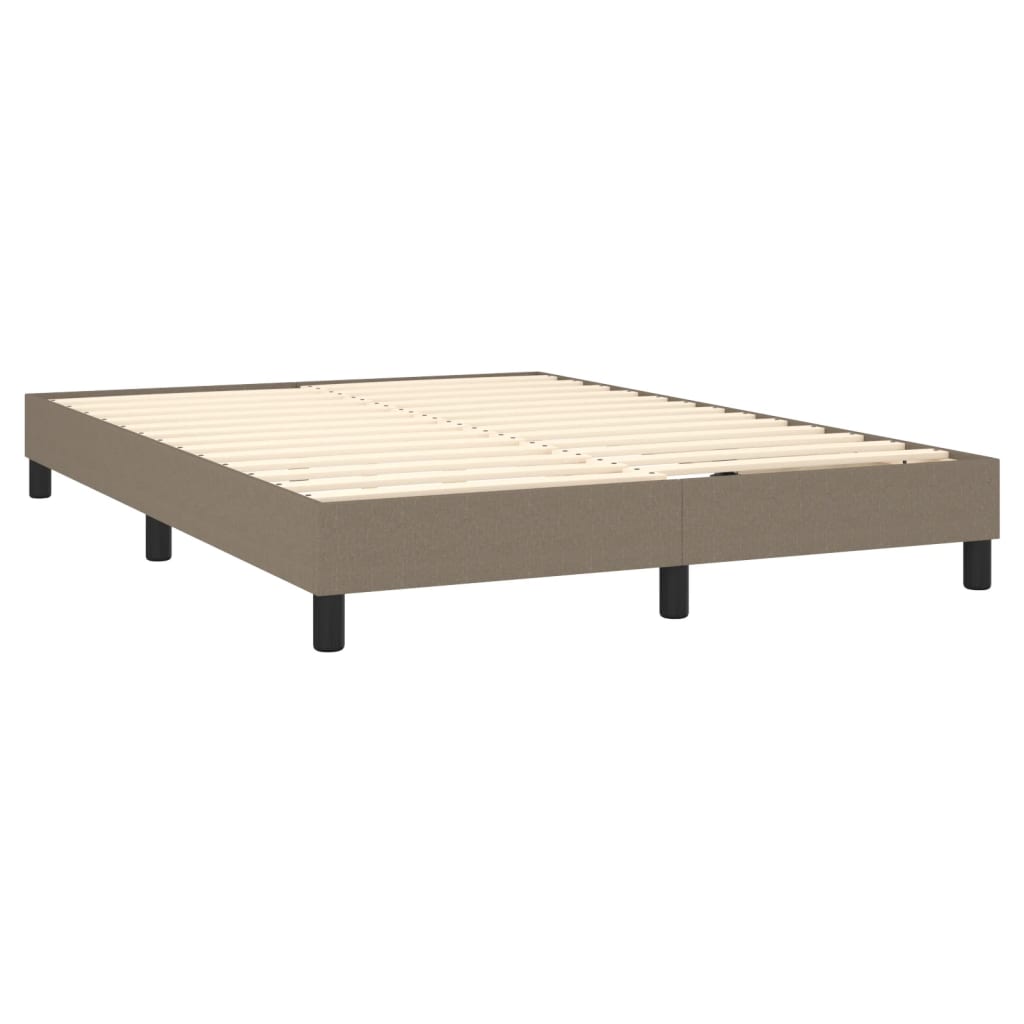 vidaXL Cama box spring colchão/LED 140x190cm tecido cinza-acastanhado