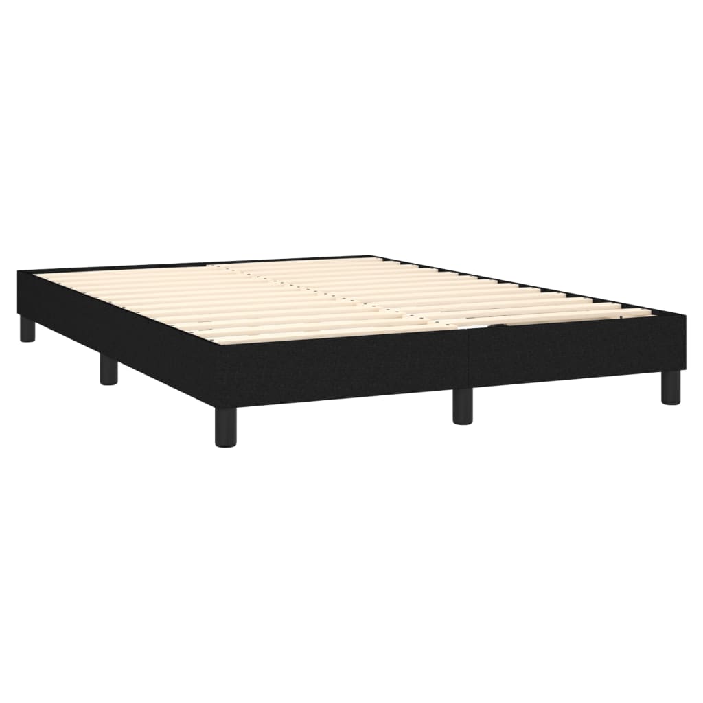 vidaXL Cama box spring c/ colchão e LED 140x190 cm tecido preto