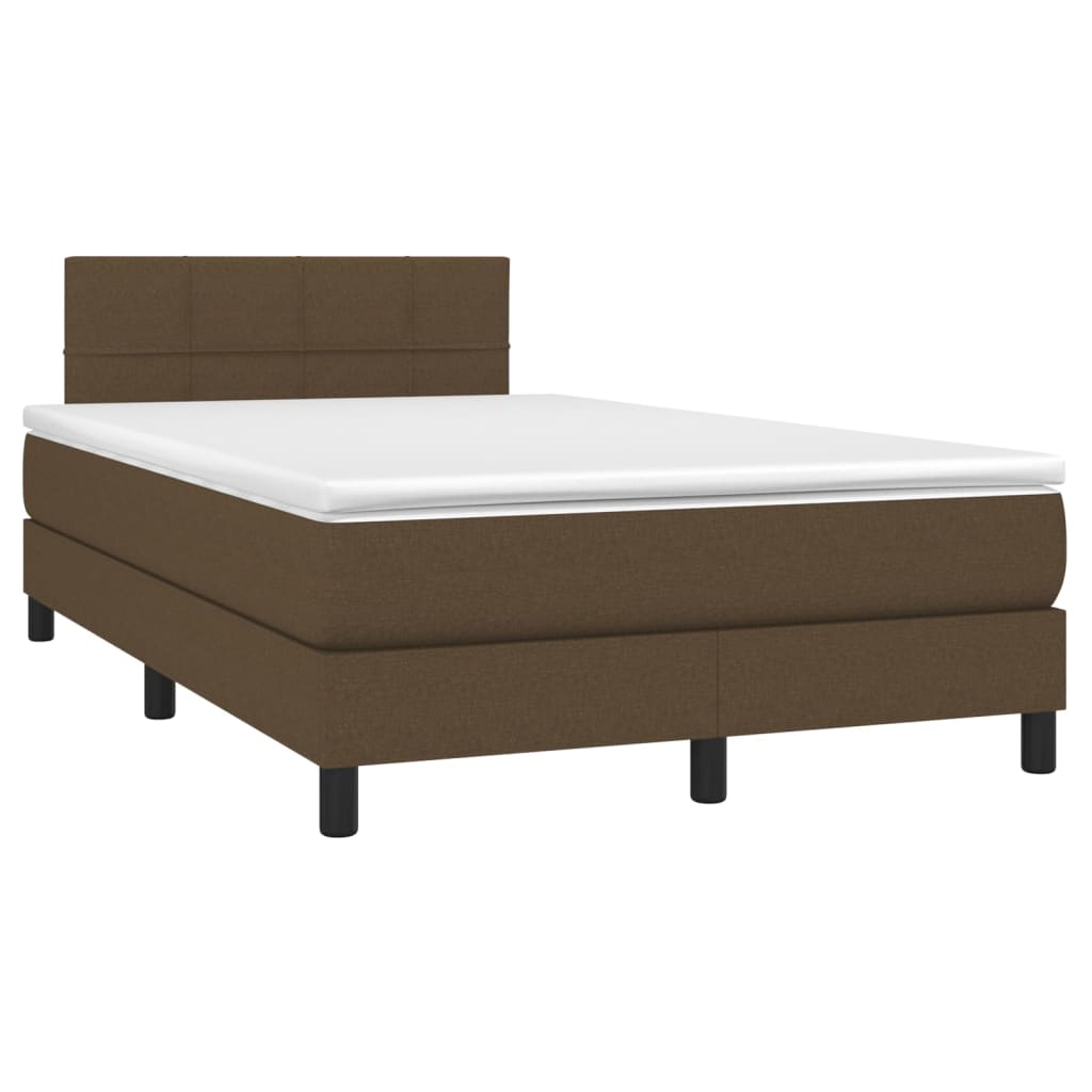 vidaXL Cama box spring c/ colchão/LED 120x200cm tecido castanho-escuro