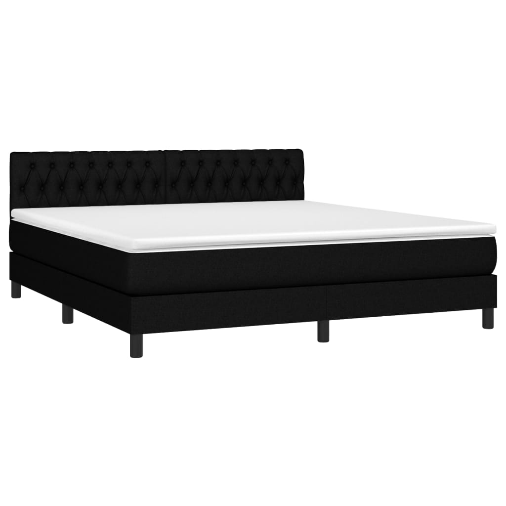 vidaXL Cama box spring c/ colchão e LED 180x200 cm tecido preto