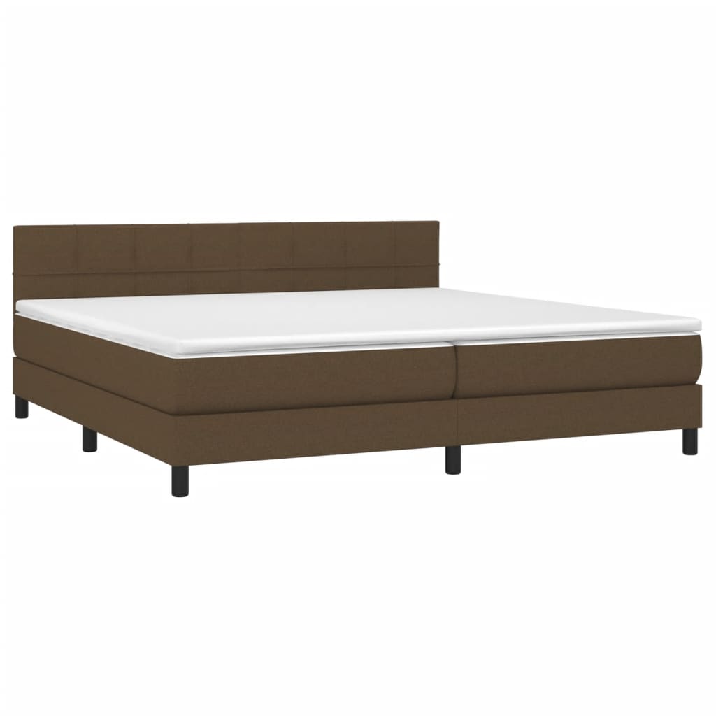 vidaXL Cama box spring c/ colchão/LED 200x200cm tecido castanho-escuro