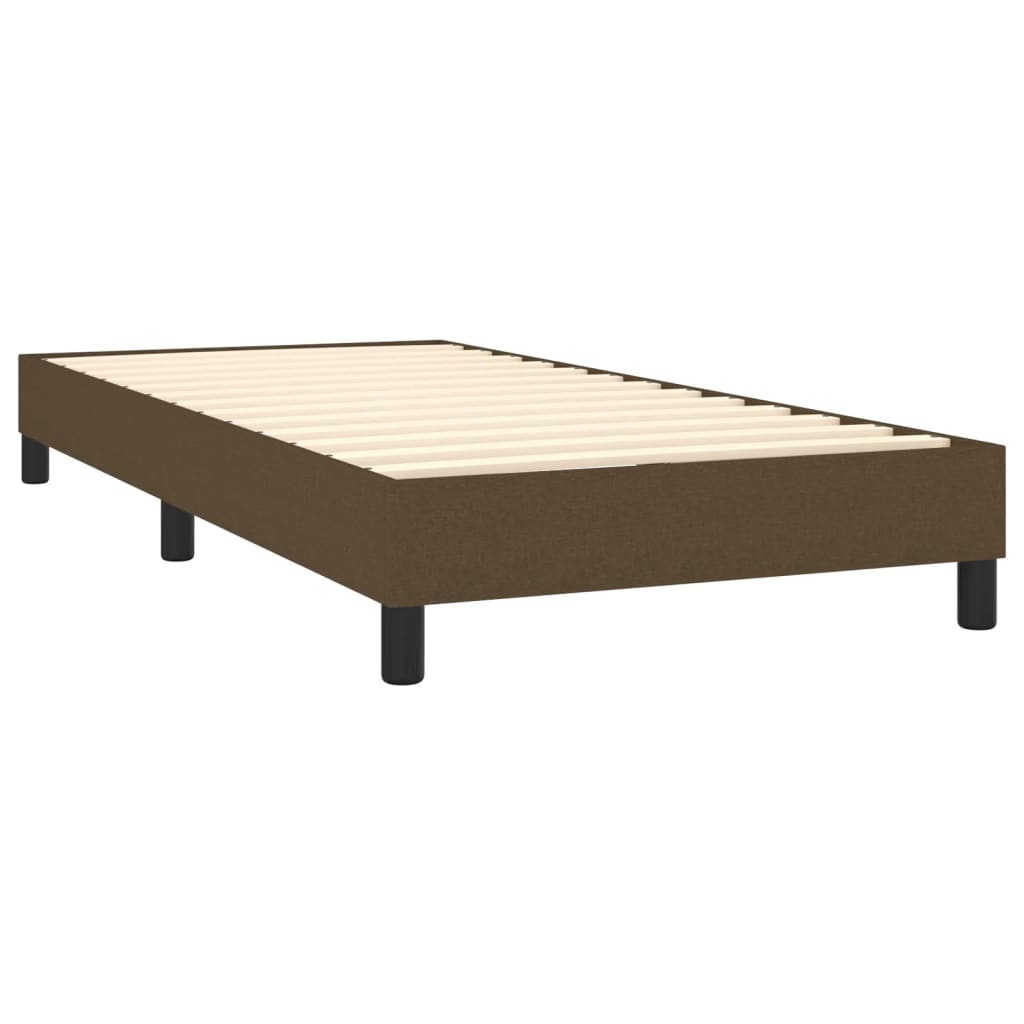 vidaXL Cama box spring c/ colchão/LED 90x200 cm tecido castanho-escuro