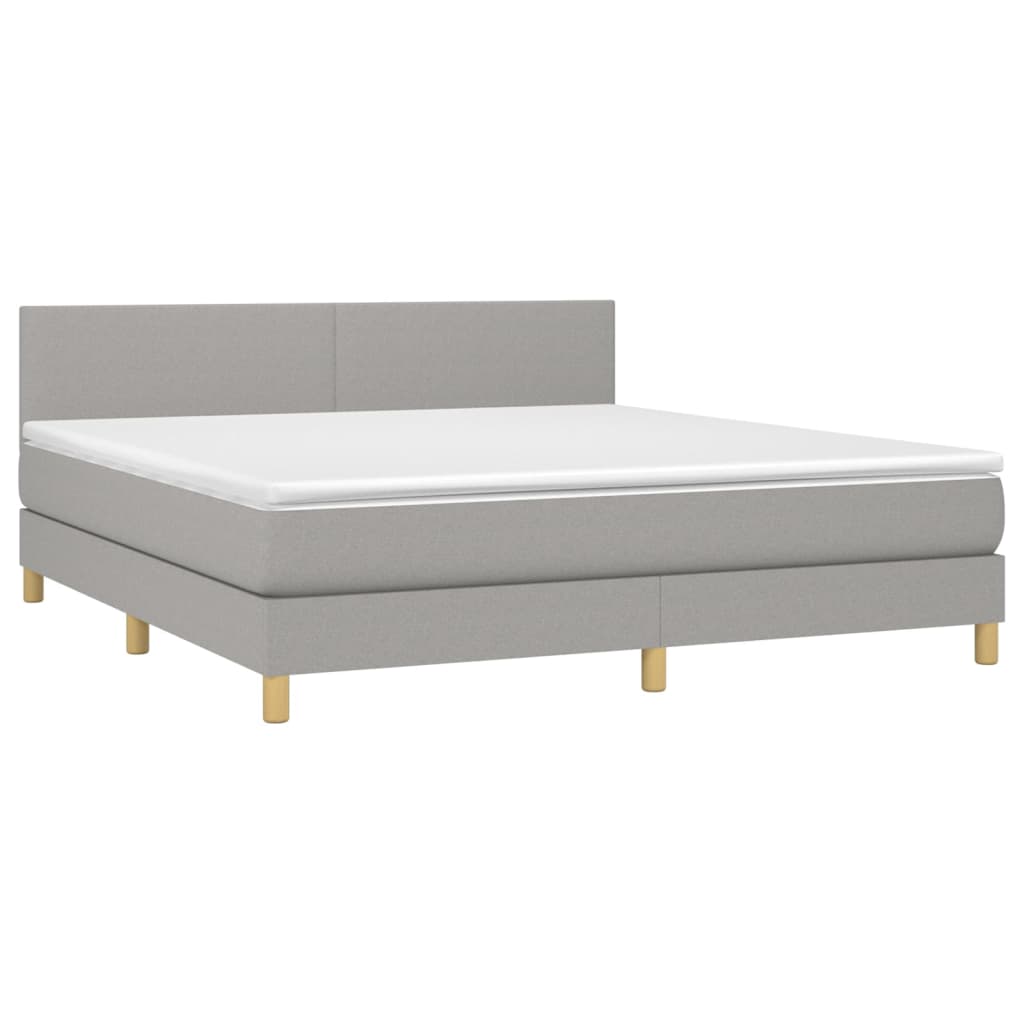 vidaXL Cama box spring c/ colchão e LED 180x200 cm tecido cinza-claro