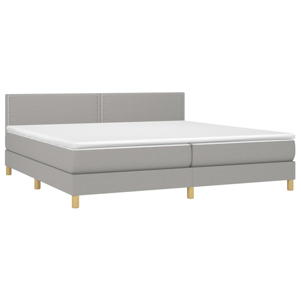 vidaXL Cama box spring c/ colchão e LED 200x200 cm tecido cinza-claro