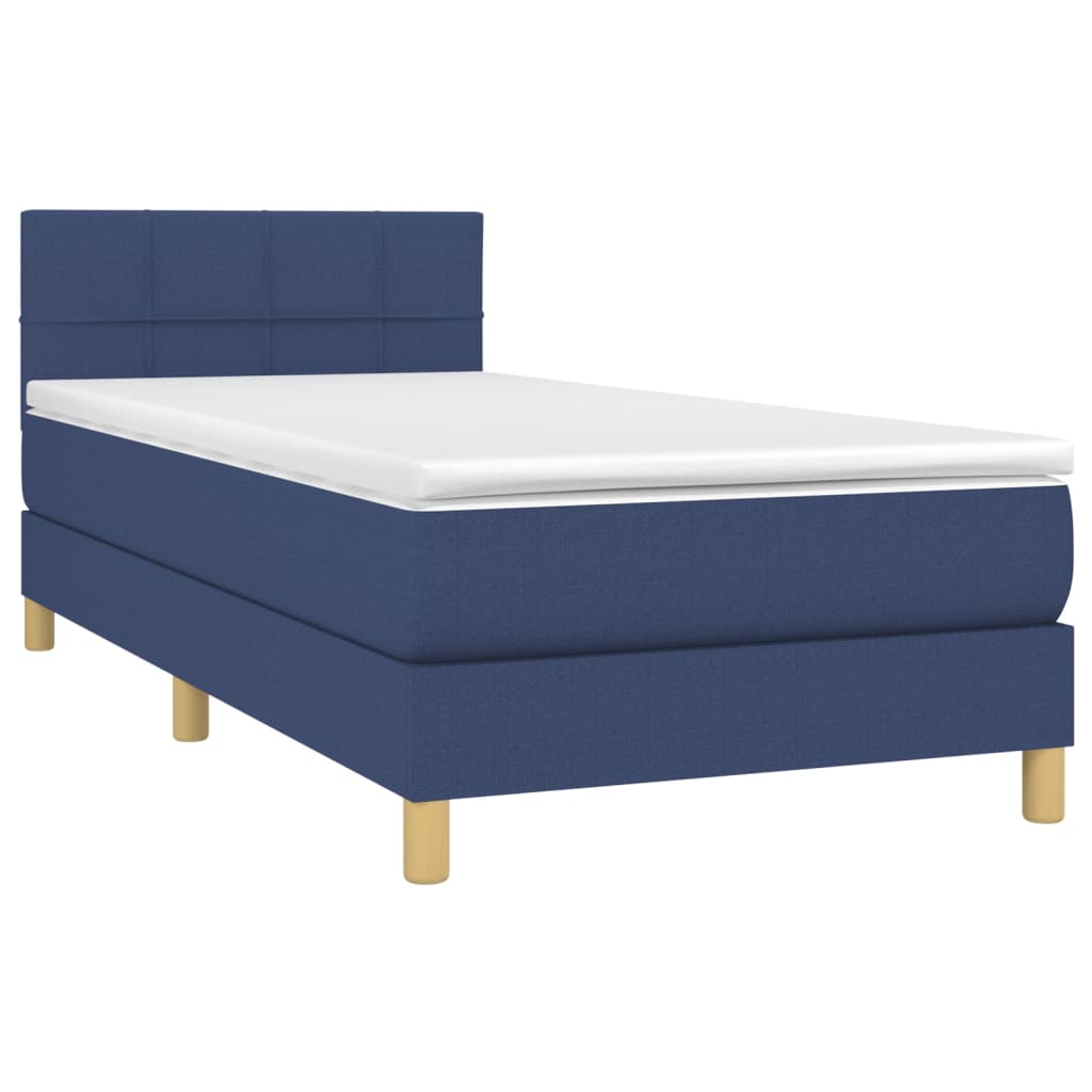 vidaXL Cama box spring c/ colchão e LED 80x200 cm tecido azul