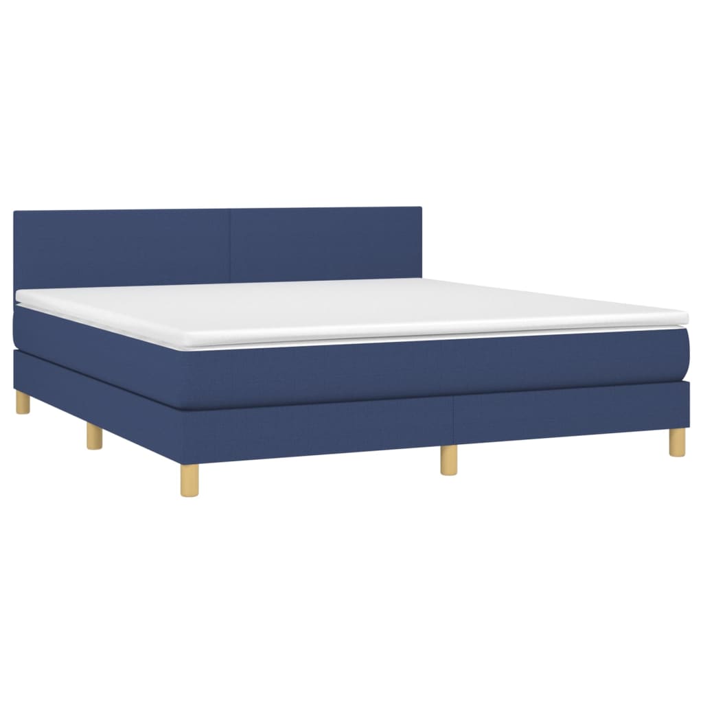 vidaXL Cama box spring c/ colchão e LED 160x200 cm tecido azul