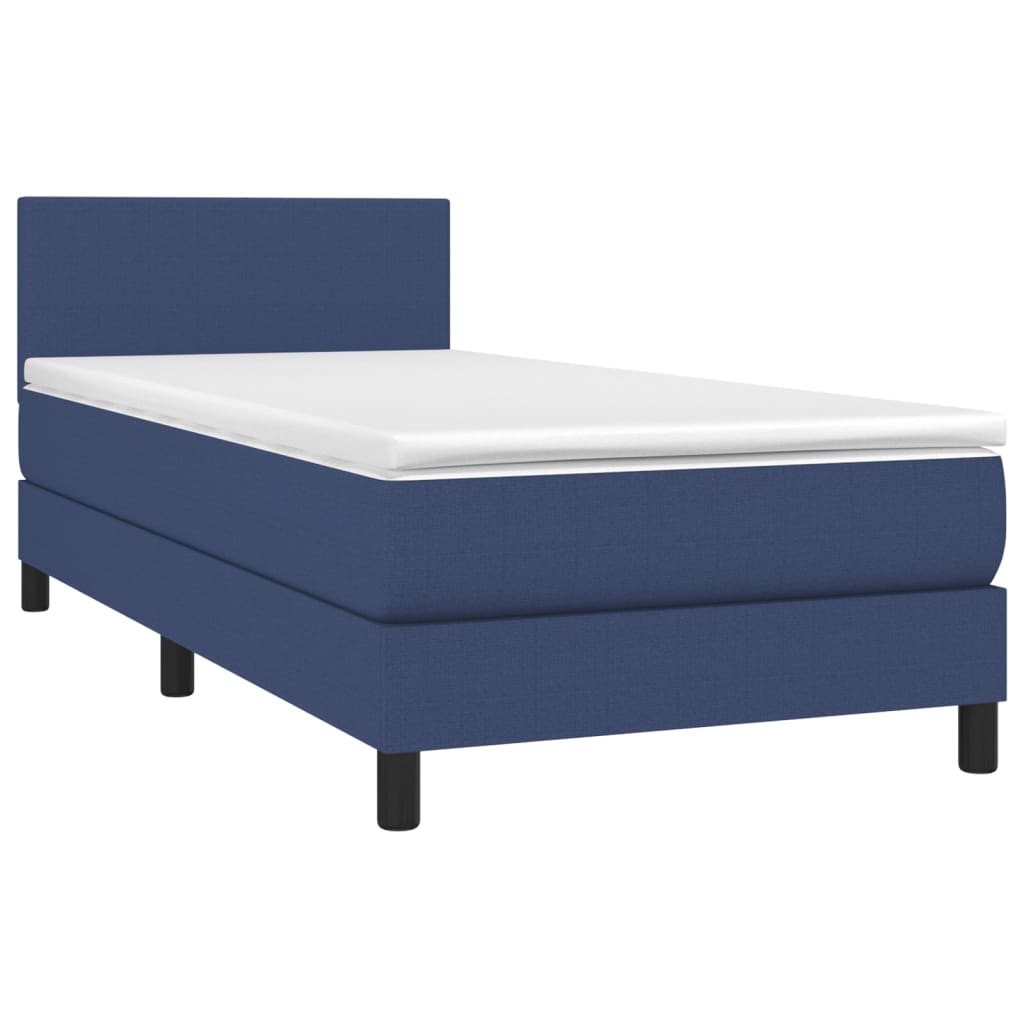 vidaXL Cama box spring c/ colchão e LED 90x190 cm tecido azul