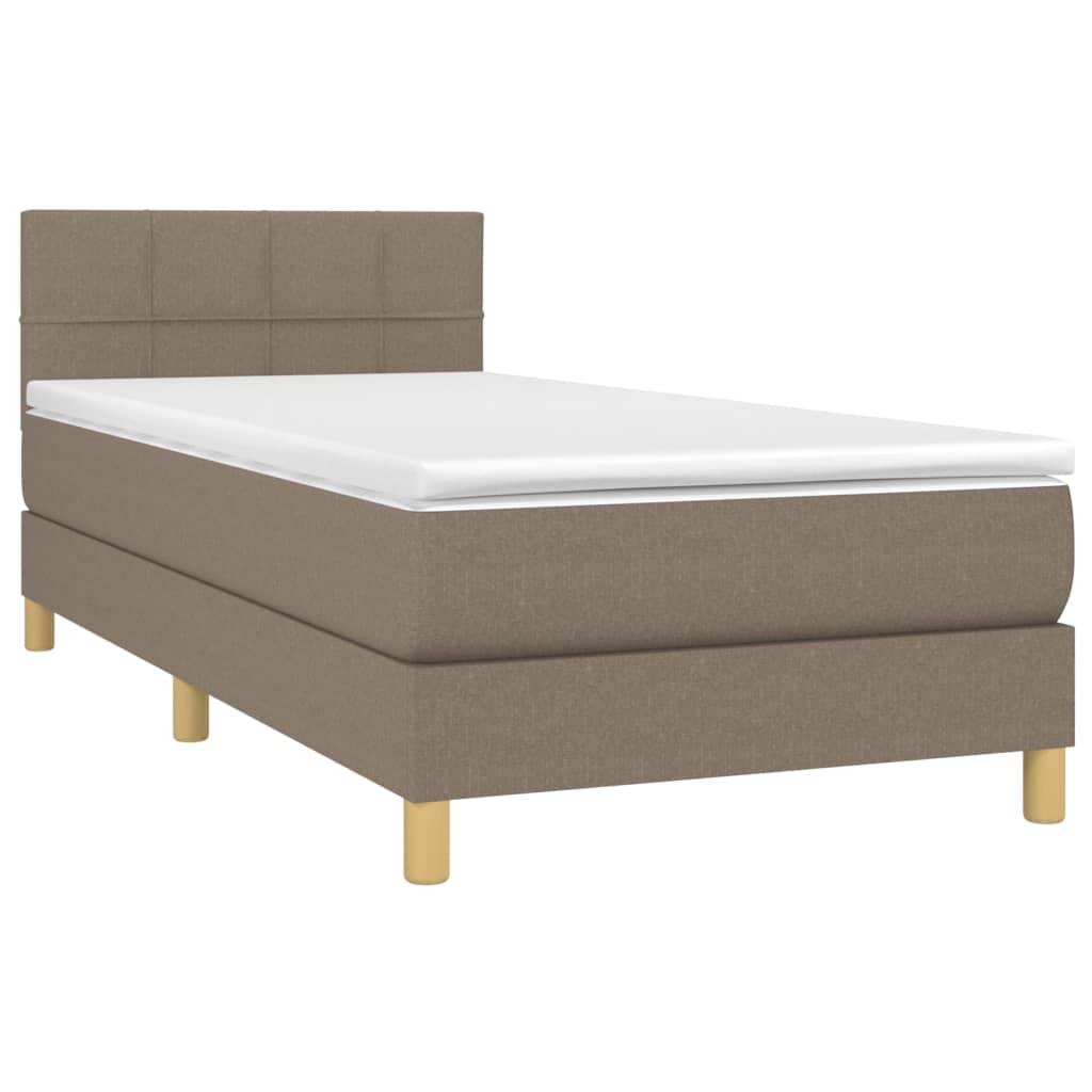 vidaXL Cama box spring + colchão/LED 90x200cm tecido cinza-acastanhado