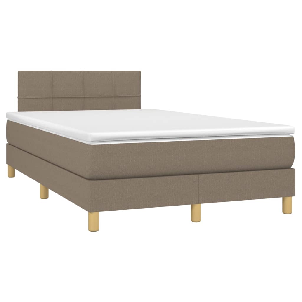 vidaXL Cama box spring colchão/LED 120x200cm tecido cinza-acastanhado