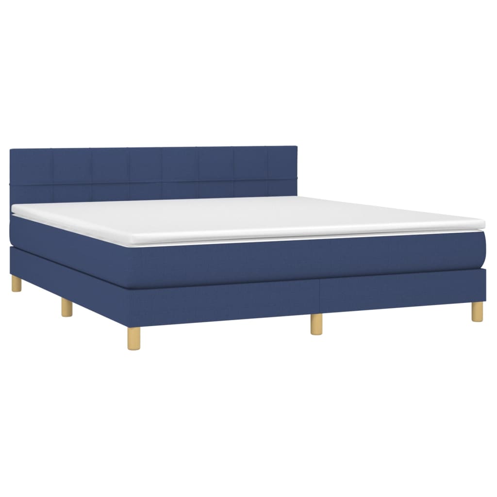 vidaXL Cama box spring c/ colchão e LED 180x200 cm tecido azul