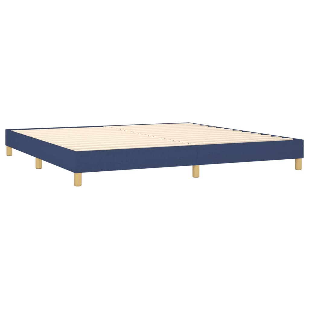 vidaXL Cama box spring c/ colchão e LED 200x200 cm tecido azul