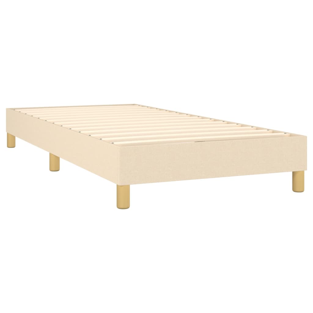 vidaXL Cama box spring c/ colchão e LED 90x200 cm tecido cor creme