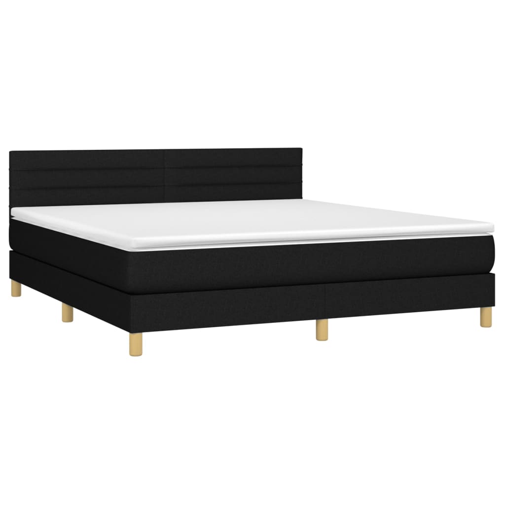 vidaXL Cama box spring c/ colchão e LED 180x200 cm tecido preto