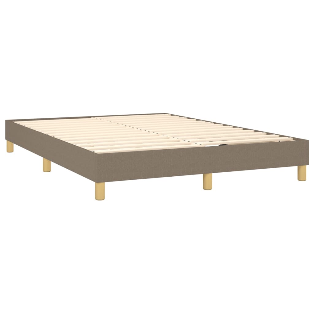 vidaXL Cama box spring colchão/LED 140x200 cm tecido cinza-acastanhado