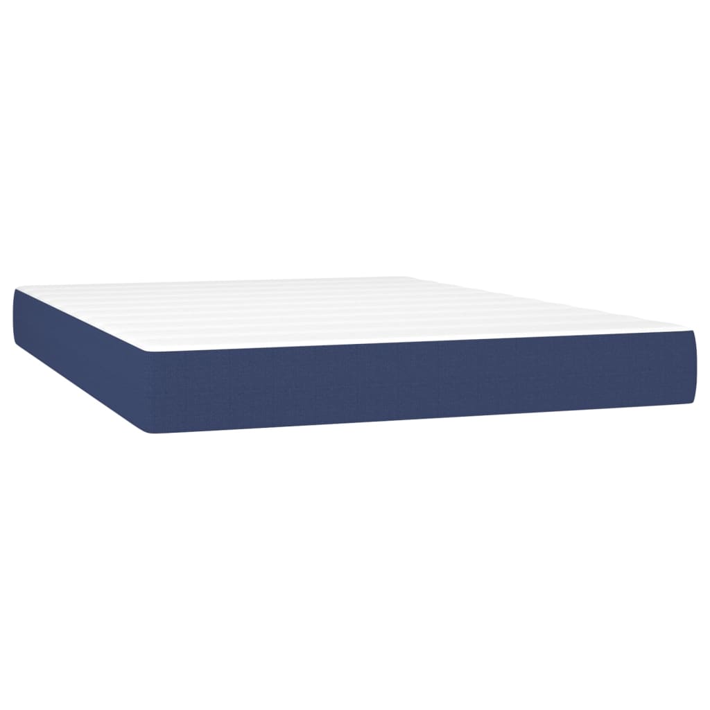 vidaXL Cama box spring c/ colchão e LED 140x200 cm tecido azul