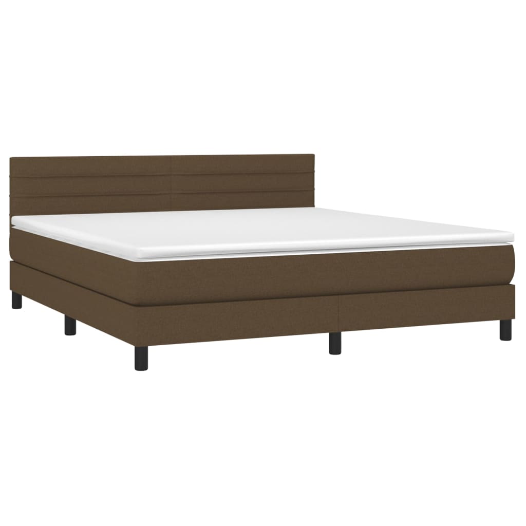 vidaXL Cama box spring c/ colchão/LED 180x200cm tecido castanho-escuro