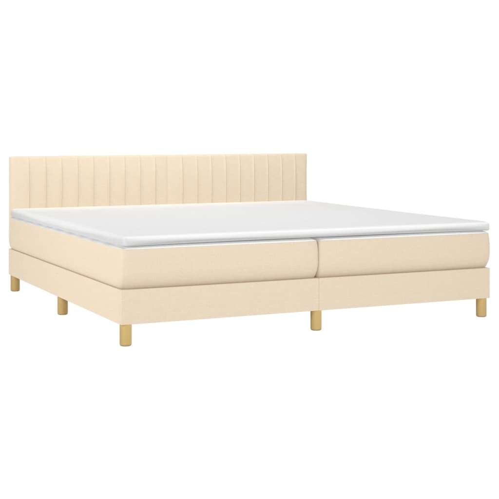 vidaXL Cama box spring c/ colchão e LED 200x200 cm tecido cor creme