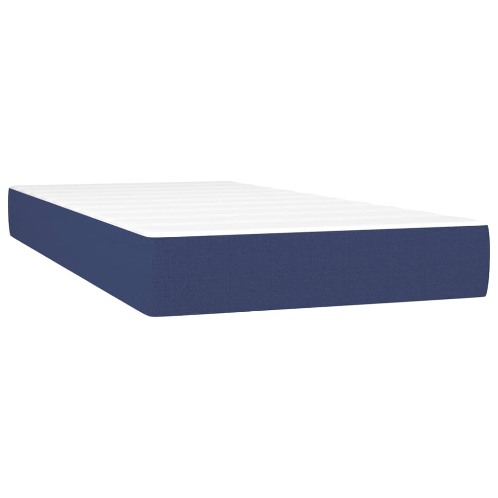 vidaXL Cama box spring c/ colchão e LED 90x200 cm tecido azul