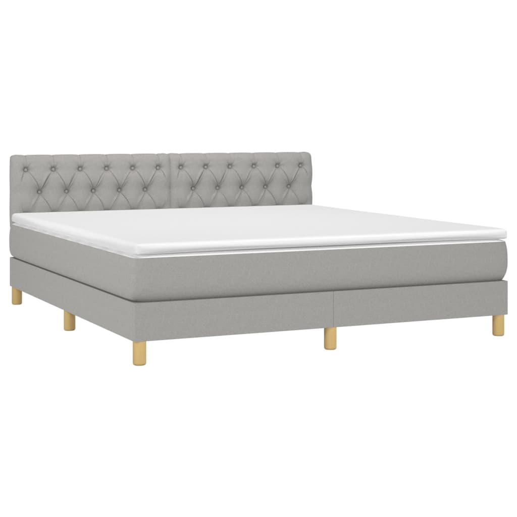 vidaXL Cama box spring c/ colchão e LED 160x200 cm tecido cinza-claro