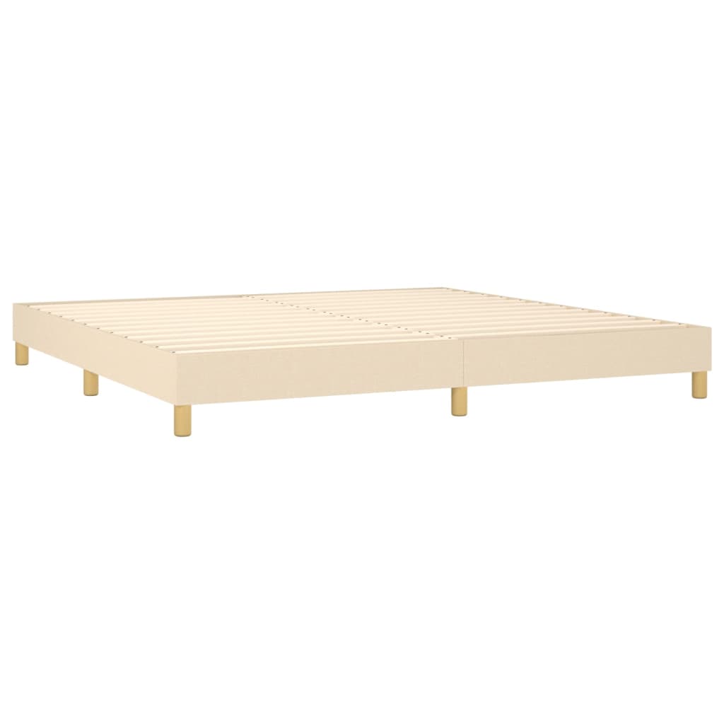 vidaXL Cama box spring c/ colchão e LED 200x200 cm tecido cor creme