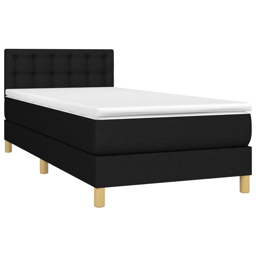 vidaXL Cama box spring c/ colchão e LED 90x200 cm tecido preto