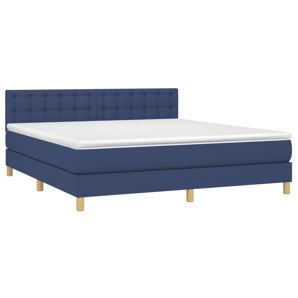 vidaXL Cama box spring c/ colchão e LED 160x200 cm tecido azul