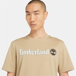 Timberland|Camisola de Manga Curta Homem Timberland Kennebec River Linear Logo Marrom claro