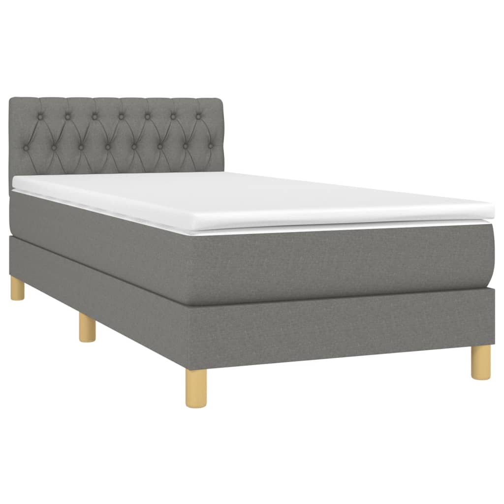 vidaXL Cama box spring c/ colchão e LED 80x200 cm tecido cinza-escuro