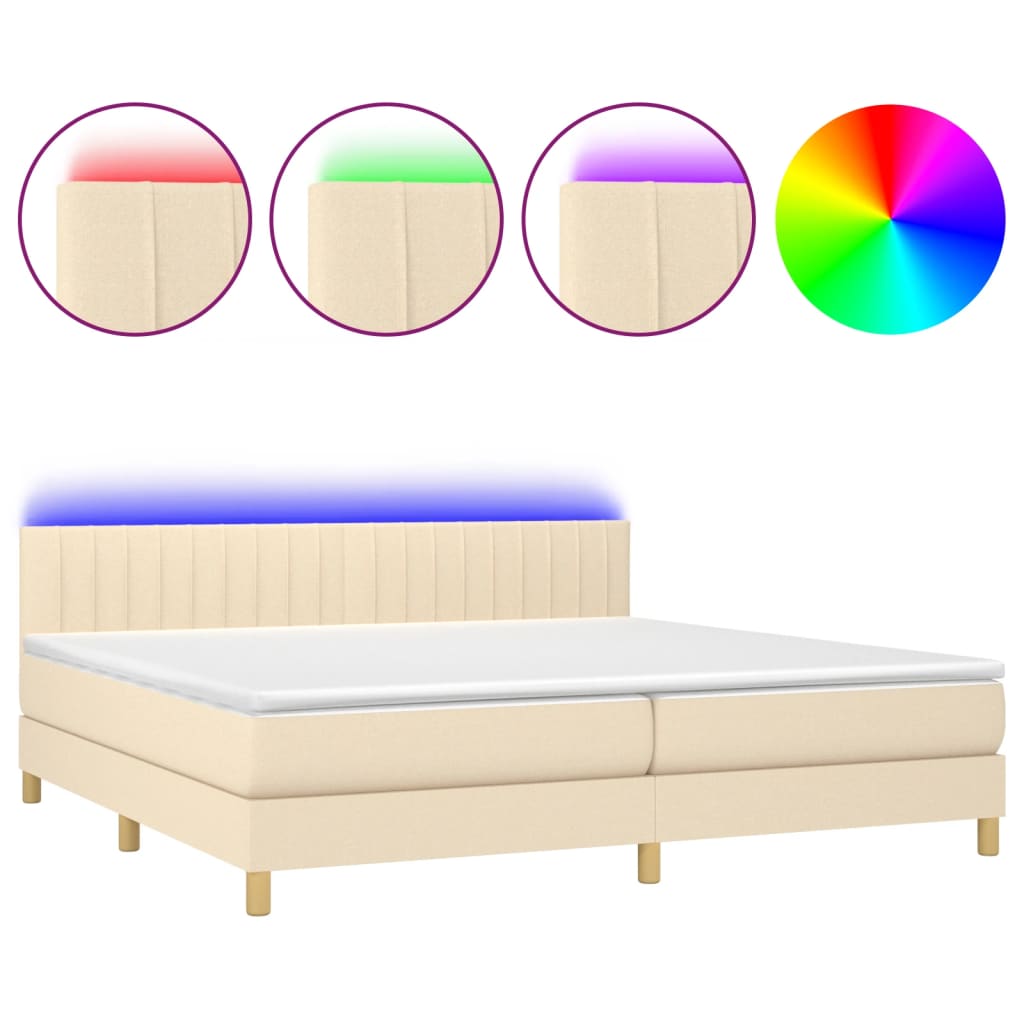 vidaXL Cama box spring c/ colchão e LED 80x200 cm tecido cinza-escuro