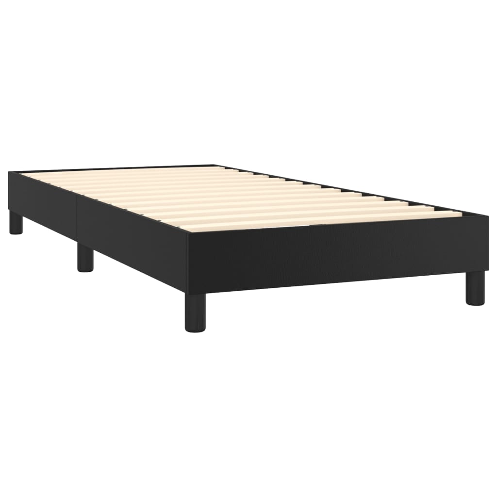 vidaXL Cama box spring c/ colchão/LED 100x200cm couro artificial preto