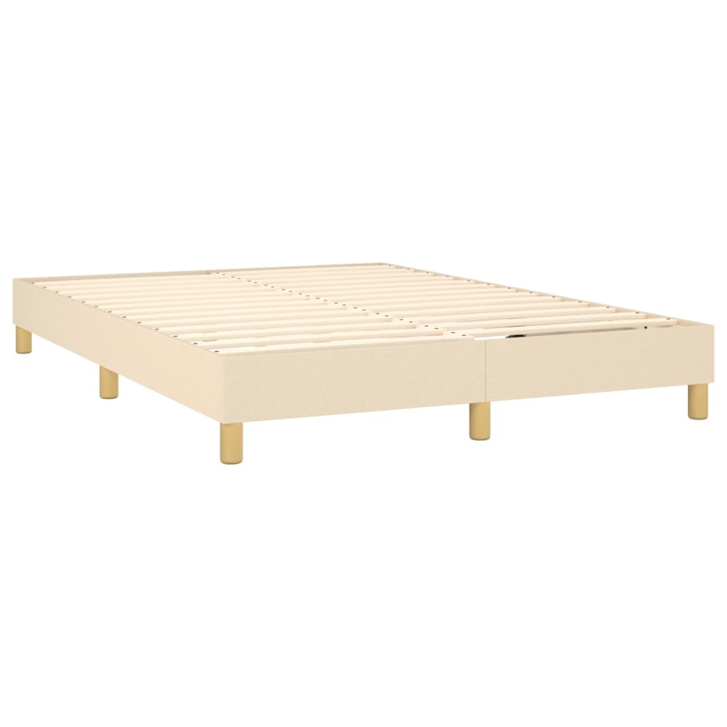 vidaXL Cama box spring c/ colchão e LED 140x200 cm tecido cor creme