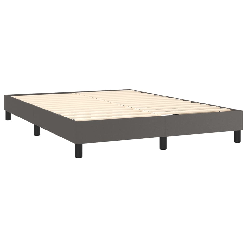 vidaXL Cama box spring c/ colchão/LED 140x200cm couro artificial cinza