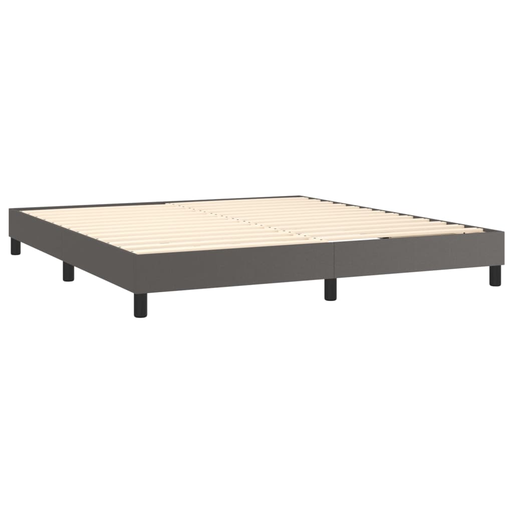 vidaXL Cama box spring c/ colchão/LED 180x200cm couro artificial cinza