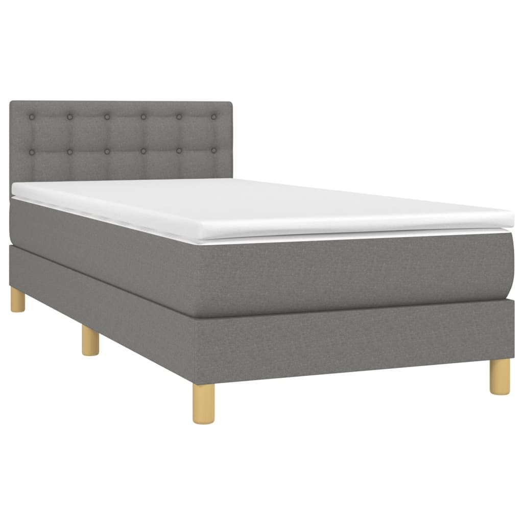 vidaXL Cama box spring c/ colchão e LED 80x200 cm tecido cinza-escuro