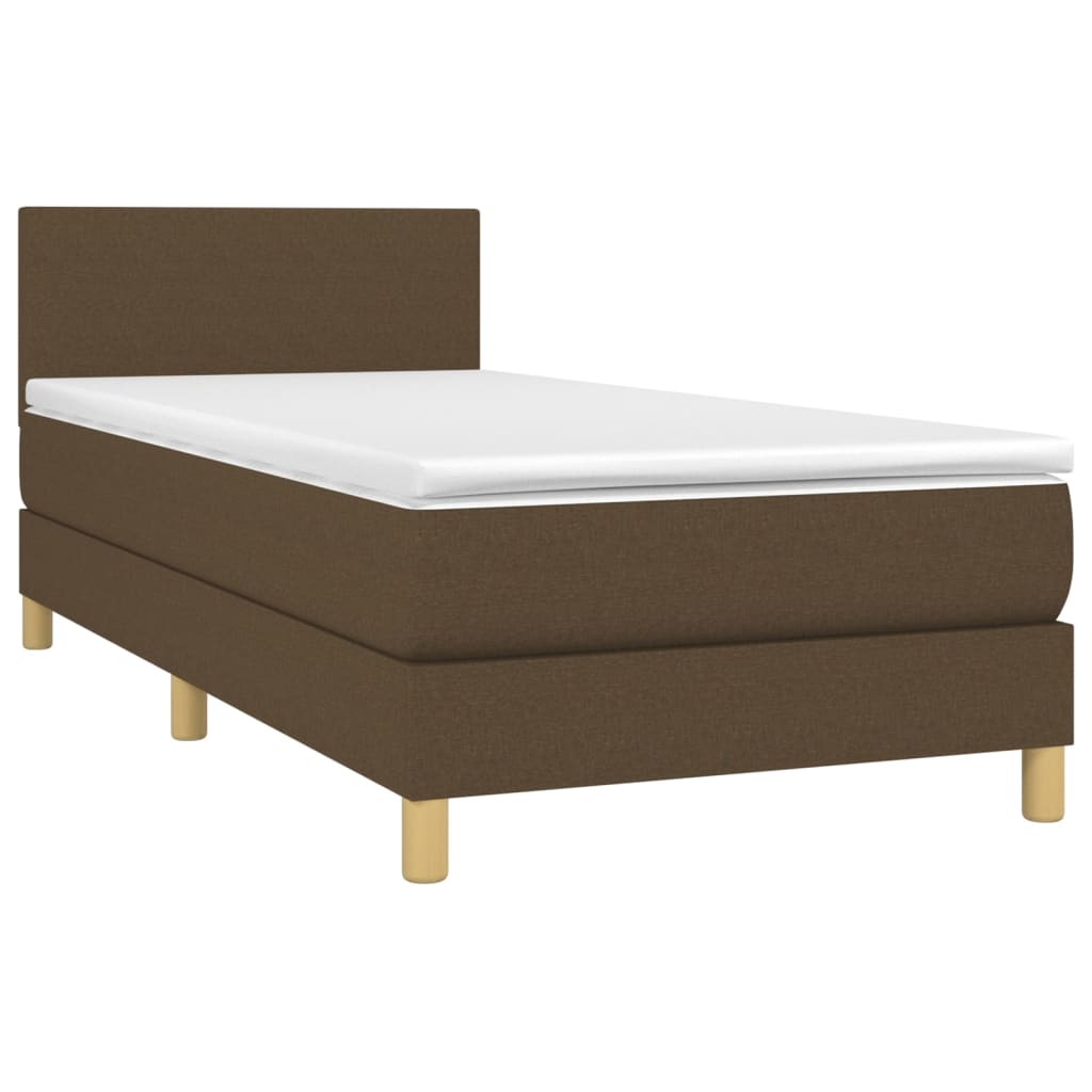 vidaXL Cama box spring c/ colchão/LED 80x200cm tecido castanho-escuro