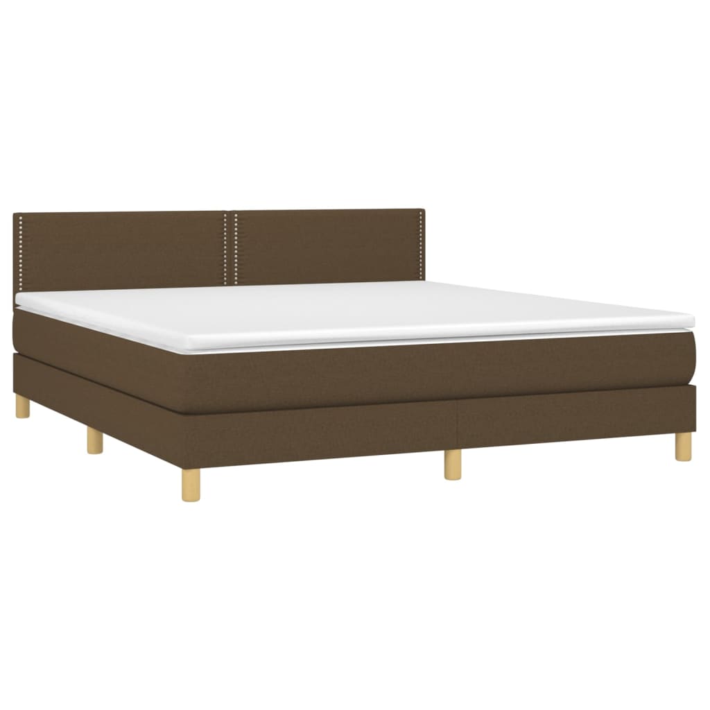 vidaXL Cama box spring c/ colchão/LED 180x200cm tecido castanho-escuro