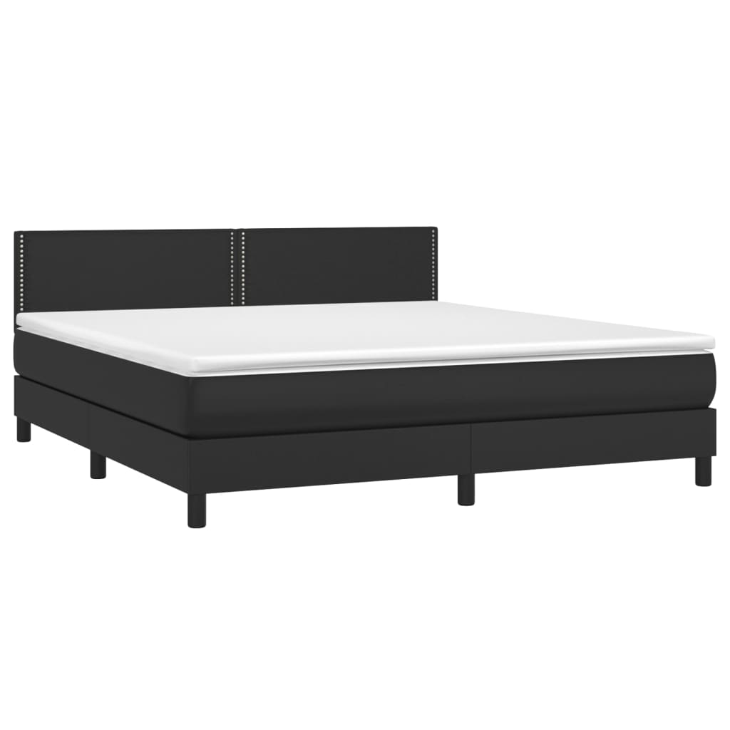 vidaXL Cama box spring c/ colchão/LED 180x200cm couro artificial preto