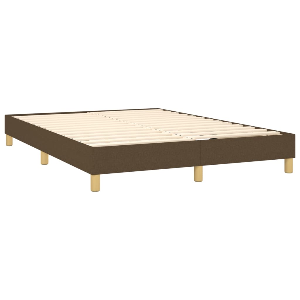 vidaXL Cama box spring c/ colchão/LED 140x190cm tecido castanho-escuro