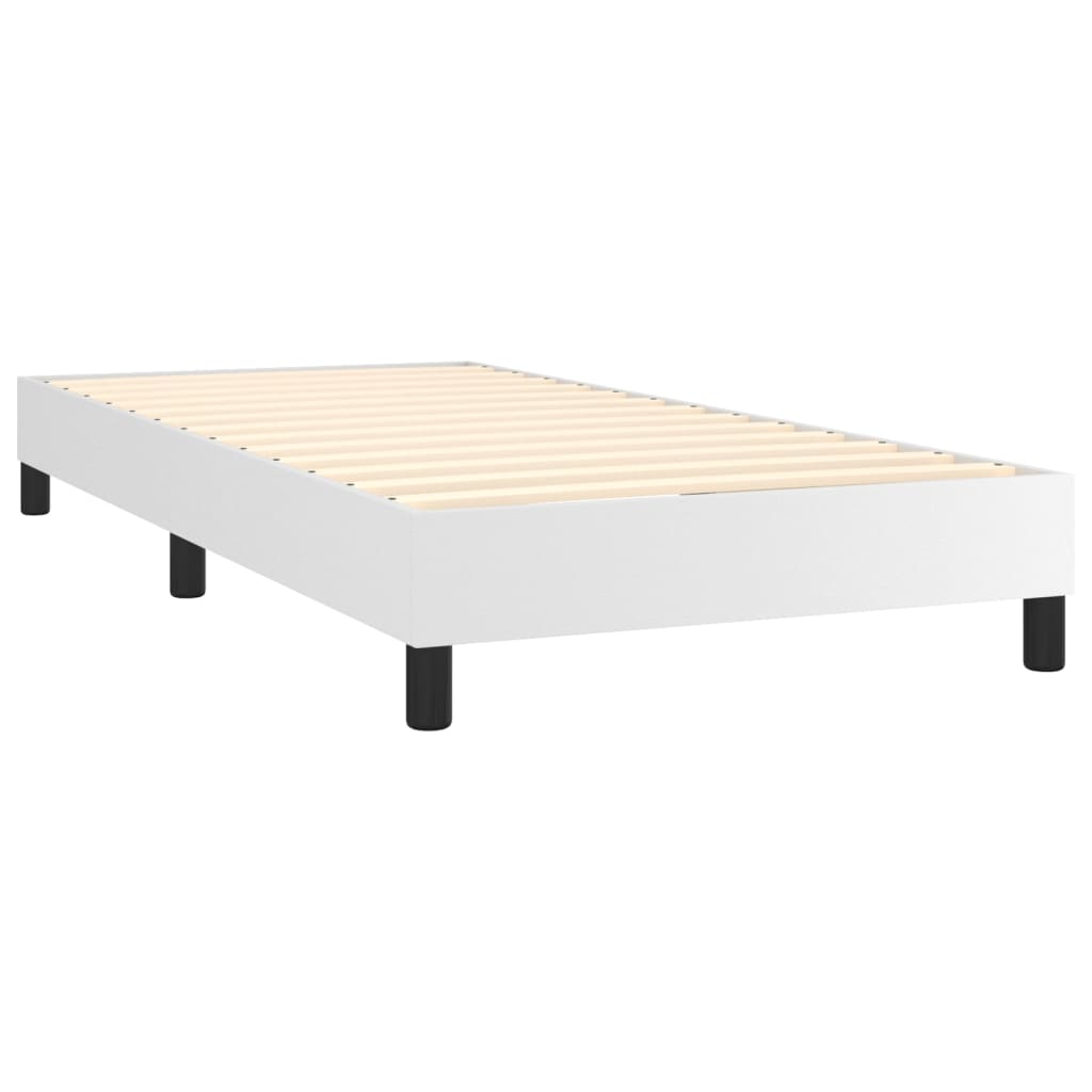 vidaXL Cama box spring c/ colchão/LED 90x190cm couro artificial branco